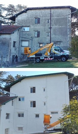 traitement spécifique contre les mousse algues, salpêtre, lichen avant et après